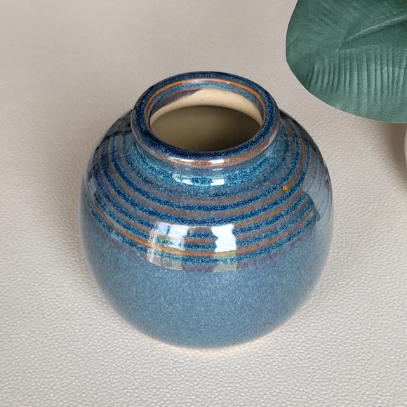 Succluent Glazed Blue Ceramic Vase - Picture 3 of 7